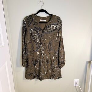 Abercrombie & Fitch Khaki Paisley Long Sleeve Dress